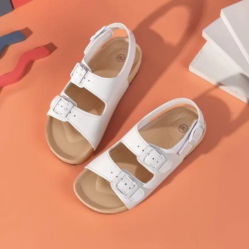 Miniatura 6 de Sandalias ajustables de doble hebilla para niñas y niños, zapatos de verano ligeros con velcro para niños pequeños y grandes