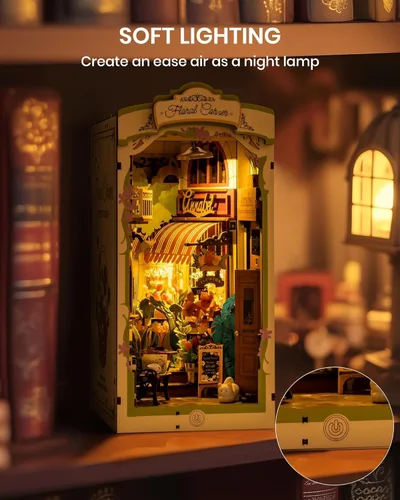 Miniatura 2 de Rolife Kits de rincón de libros para adultos, kit de rincón de libros en miniatura para decoración de habitación del hogar, rompecabezas de madera