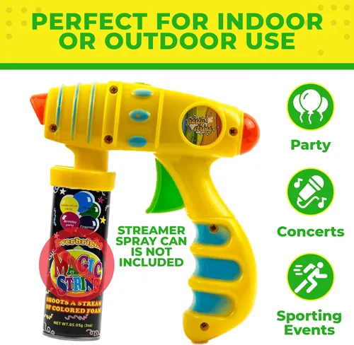Miniatura 2 de Toysery Party Streamer Spray String Shooter Toy para niños y niñas, cuerda rociadora de fiesta para niños, gran pistola de juguete con aerosol