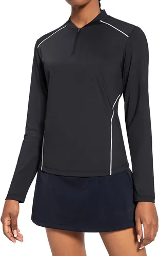 Miniatura 2 de BALEAF Camisetas de manga larga para mujer, tenis y golf, UPF 50+ con cremallera de 14, de secado rápido