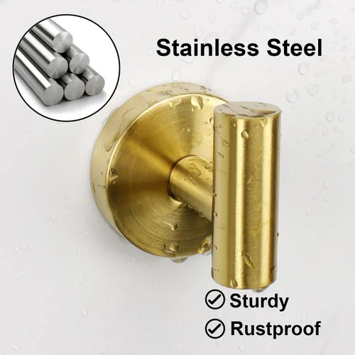 Miniatura 4 de TocTen Gancho para toallas de baño, paquete de 5 ganchos para bata de pared, gancho de acero inoxidable SUS 304, gancho de toalla resistente