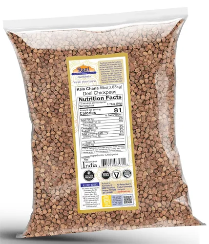Miniatura 2 de Rani Kala Chana (garbanzos desi chana con piel) 128 oz (8 libras) 8.0 lbs a granel ~ Todo natural Apto para gluten Sin OMG Kosher Vegano