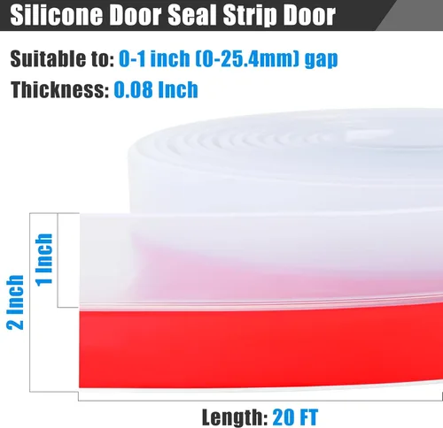 Miniatura 2 de Cinta de sellado contra corrientes de aire para puertas y ventanas de 2 pulgadas x 20 pies, burlete de silicona extra grueso de 2mm, tira de sellado
