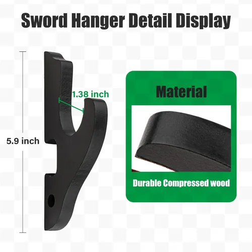 Miniatura 3 de Soporte de Pared Montaje para Espada Gancho de 1 Nivel Soporte de Katana Ajustable Colgador de Exhibición para Espada Samurái Tanto Rapier Sable