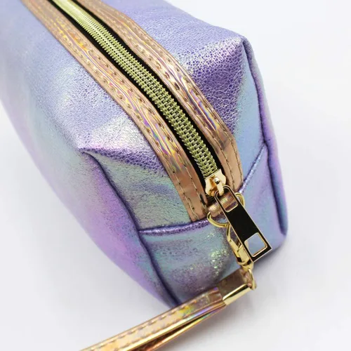 Miniatura 7 de Bolsa de cosméticos holográfica, organizador de artículos de tocador de viaje, bolsa de almacenamiento de sirena, bolsas de maquillaje pequeñas