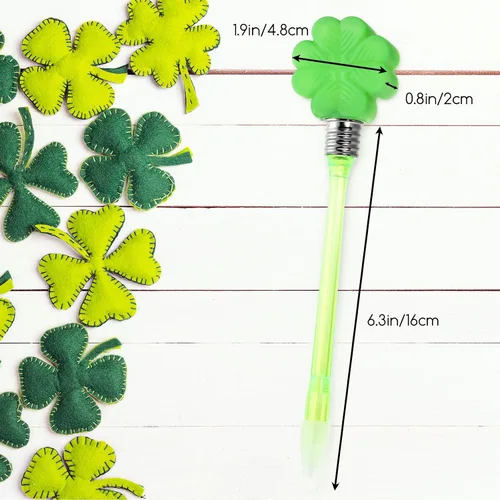 Miniatura 4 de Zonon Bolígrafos del Día de San Patricio, bolígrafos LED de trébol, trébol de cuatro hojas, bolígrafo de tinta de gel negro que brilla