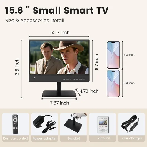 Miniatura 7 de othoig Smart TV pequeño de 15.6 pulgadas Full HD 1080P IPS, Smart TV de pantalla plana compacta con aplicación incorporada, sintonizador digital