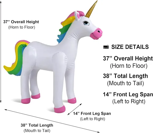 Miniatura 4 de Jet Creations Unicornio arcoíris inflable de pie, ideal para piscina, decoración de fiestas, cumpleaños, 40 pulgadas de largo x 30 pulgadas de alto