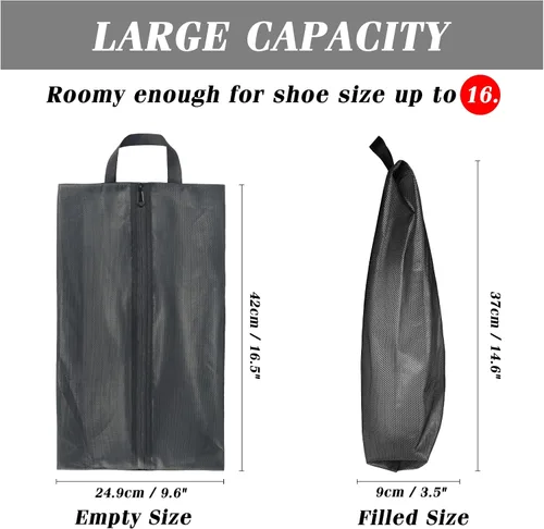 Miniatura 3 de Moyad Bolsa para zapatos de viaje para hombres y mujeres, paquete de 2 bolsas grandes XXL para zapatos con cremallera, organizador de zapatos, bolsa