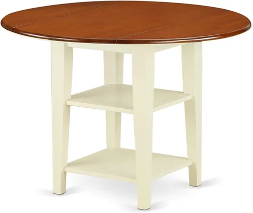 Miniatura 13 de East West Furniture SUPL3-BMK-C - Juego de mesa de comedor de 3 piezas contiene una mesa de comedor redonda con gotas y estantes y 2 sillas
