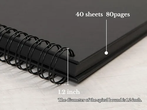 Miniatura 4 de potricher Álbum de scrapbook DIY de 10 x 10 pulgadas, 80 páginas de papel kraft grueso negro en blanco, libro de recuerdos para bodas y aniversarios