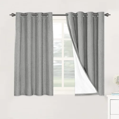 Miniatura 55 de H.VERSAILTEX Cortinas opacas de lino de 72 pulgadas de largo, 100% absolutamente opacas, con aislamiento térmico, con textura de lino, cortinas