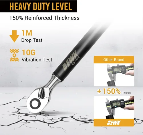 Miniatura 4 de EWK Llave dinamométrica digital de 1/2 pulgada 7.4-147.6 pies-libras (10-200 Nm) con pantalla LED y zumbador audible, para reparaciones