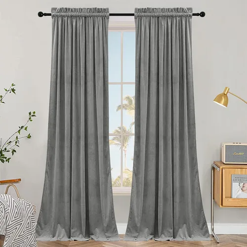 Miniatura 41 de SMILETIME - Cortinas de terciopelo blanco con bolsillo para barra, aisladas térmicamente, suaves, con filtro de luz y privacidad, para dormitorio