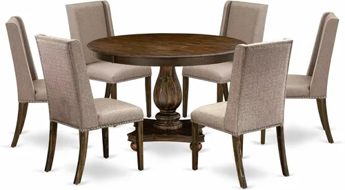 Miniatura 17 de East West Furniture F2FL5-716 - Juego de mesa de comedor de 5 piezas, incluye una mesa de cocina redonda con pedestal y 4 sillas de comedor Parson