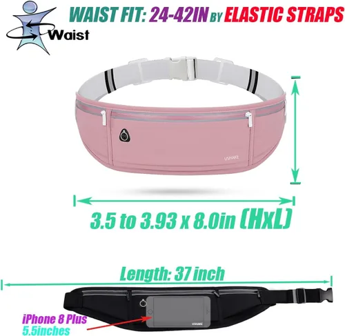 Miniatura 4 de USHAKE Cinturón Delgado para Correr, Riñonera de Entrenamiento para Hombres y Mujeres, Paquete de Cintura para Ejercicio con Soporte para iPhone