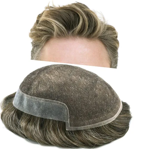 Miniatura 23 de Tupé para hombre, cabello humano real, suave encaje suizo frontal, tupé para hombres, sistema de cabello, extensiones capilar para hombre