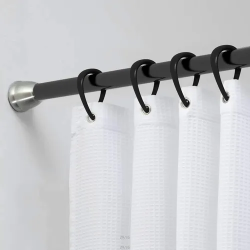 Miniatura 3 de Top-spring Ganchos para cortina de ducha, anillos de cortina de ducha de plástico negro, ganchos de ducha en forma de gota para cortina de baño
