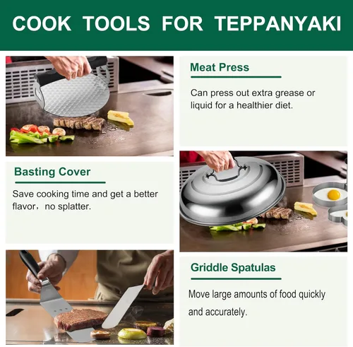 Miniatura 2 de Grilljoy Juego de accesorios para parrilla de 46 piezas con mango de plástico robusto, kit de herramientas para parrilla todo en uno para parrillas
