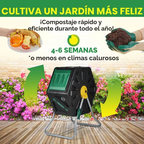Miniatura 7 de Miracle-Gro Vaso de compostaje de una sola cámara, vaso de compostador fácil de girar para exteriores para compostaje rápido, contenedor