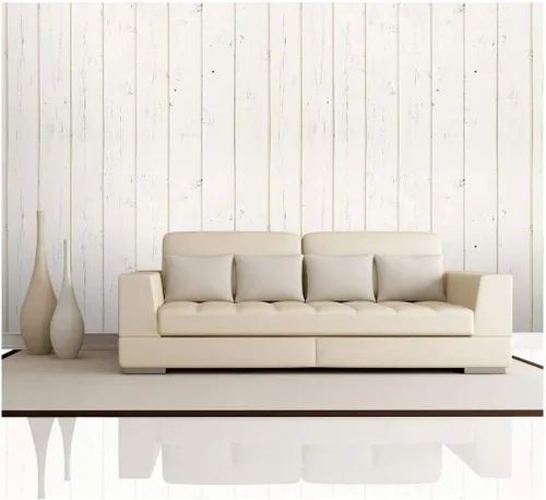 wall26 - Patrón de paneles texturizados de madera vertical retro crema - Mural de pared, papel tapiz extraíble, decoración del hogar - 100x144 Crema