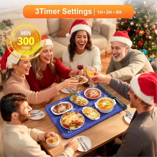 Miniatura 4 de Tapete de calentamiento para alimentos, bandejas de calentamiento de alimentos con 4 niveles de temperatura, tecnología de calefacción de 8