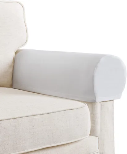 Juego de 4 fundas para reposabrazos de sofá, de terciopelo afelpado, antideslizantes, para sofá, silla y sillón reclinable, color blanco roto