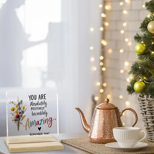 Miniatura 7 de Regalos de aliento para mujeres, señal decorativa, placa acrílica "You Are Amazing", señal "You Are Loved" de JAXXERO
