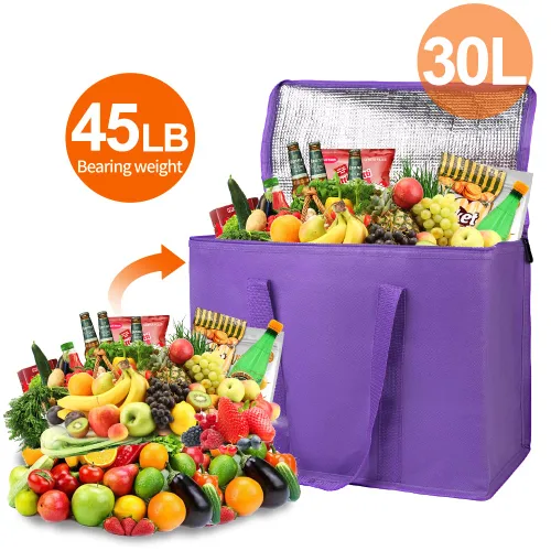 Miniatura 143 de Bodaon Paquete de 10 bolsas aisladas para entrega de alimentos para comidas calientes y frías, bolsas térmicas y enfriadoras, bolsa aislante de Negro