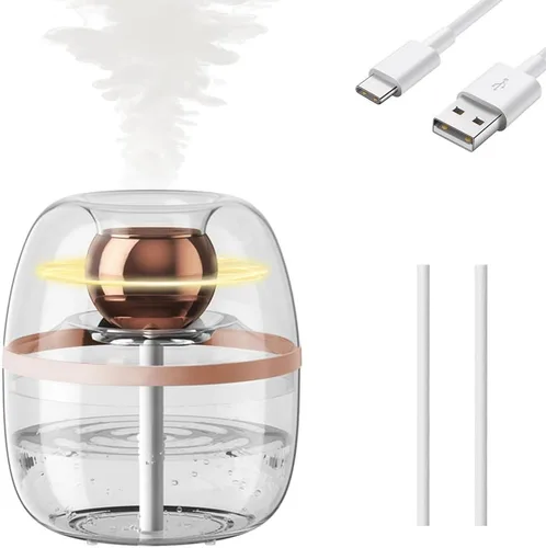 Humidificador, humidificador de escritorio silencioso de niebla fría USB de 3 litros con luz nocturna y boquilla doble giratoria de 360° de 20 horas