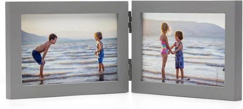 Miniatura 39 de Marcos de Fotos Dobles 4x4 con Bisagras Plegables en Negro para Colgar en la Pared o Poner en Mesa, Hechos de Madera de Pino con Vidrio Real P-44 *