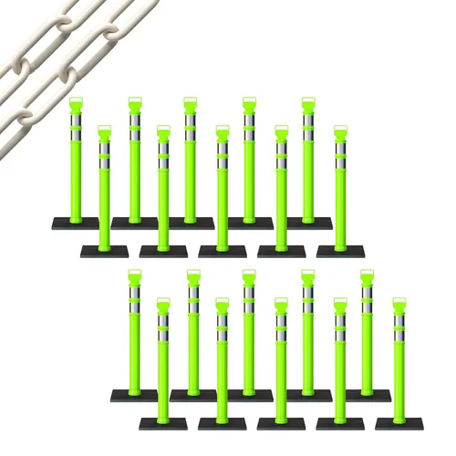 Miniatura 32 de Trafford Industrial - Juego de 20 postes de delineador de 45 pulgadas, collares reflectantes de 3 pulgadas, base de goma de 10 libras