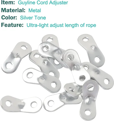 Miniatura 6 de uxcell Tensor de cuerda de guyline de aleación de aluminio, tensores ajustables para tienda de campaña para accesorios de camping, ajustadores