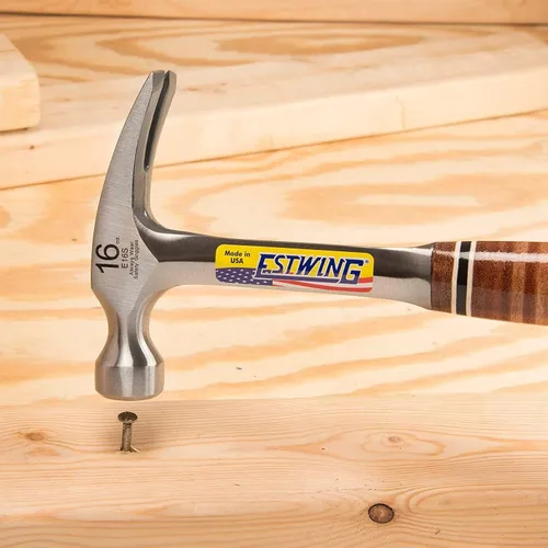 Miniatura 4 de ESTWING Martillo - Garra recta de 16 oz con cara lisa y agarre de cuero genuino - E16S