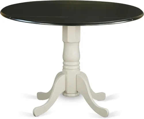 Miniatura 28 de East West Furniture DLT-BLK-T mesa de comedor redonda - con tapa redonda y 2 hojas desplegables y pata de pedestal, 42x29.5 pulgadas, acabado negro