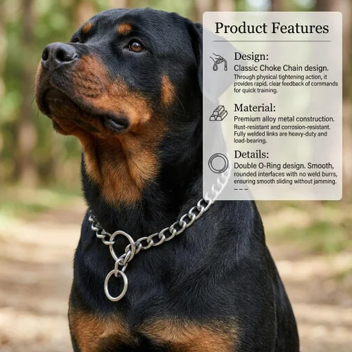 Miniatura 2 de Freezx - Collar de cadena para perros, collares de metal ajustables para entrenamiento de perros, cadenas antideslizantes de acero aleado, collar a