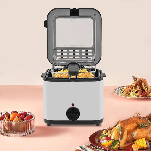 Miniatura 16 de Freidora profunda de 2.5 litros con cesta desmontable, potente freidora de aceite de uso doméstico de 1000 W con temperatura ajustable, protección