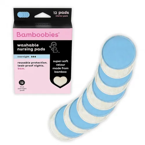 Miniatura 8 de Almohadillas para la lactancia Bamboobies lavables, reutilizables, nocturnas, con refuerzo antifugas, ultra absorbentes (4 unidades)