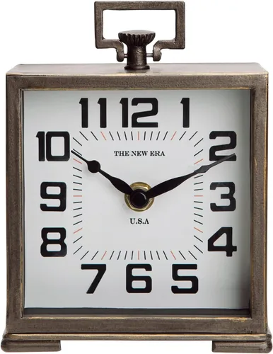 NIKKY HOME Reloj de mesa vintage silencioso sin tictac, funciona con pilas, decoración retro del hogar para sala de estar, mantel de escritorio,