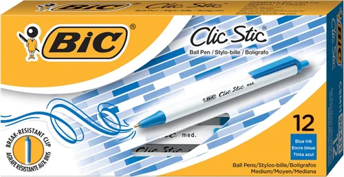 Miniatura 10 de Bolígrafo retráctil Bic Clic Stic, de punta mediana (0.04 pulgadas), estuche de 12 unidades, Negro