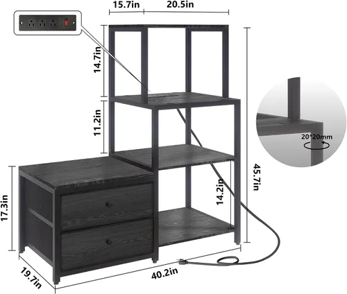 Miniatura 3 de Soporte para Mini Refrigerador con Almacenamiento, Microondas y Soporte para Mini Refrigerador con Toma de Corriente, Barra de Café, Panadero