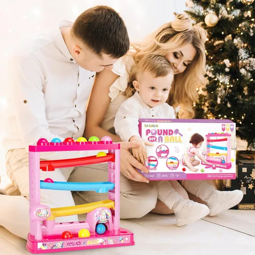 Miniatura 5 de OCHIDO Juguetes Montessori para niños de más de 3 años, juguetes de bola Pound A incluyen 2 martillos y 12 bolas, regalos para niñas a partir de 3