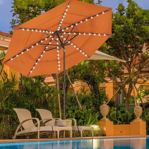 Miniatura 3 de EliteShade USA - Sombrilla solar de 9 pies, de 3 niveles, con 80 luces LED para patio, mesa al aire libre, con ventilación, no se decolora durante