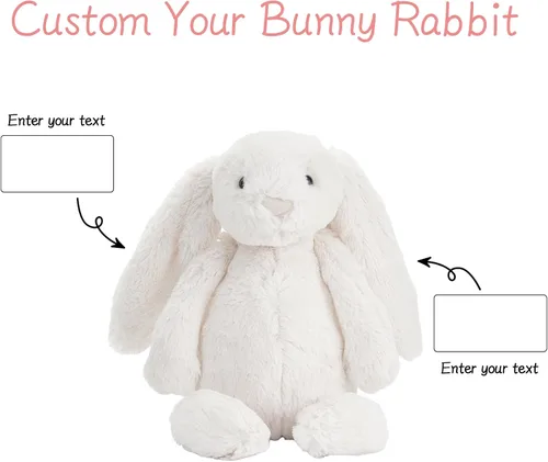 Miniatura 8 de Dyoart Conejo de Pascua Personalizado, Conejo Bordado con Nombre Personalizado, Conejo Esponjoso con Orejas Largas, Juguetes de Conejo de Peluche