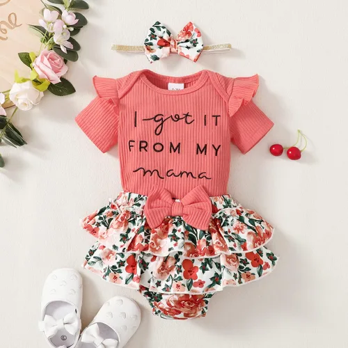 Miniatura 3 de Mioglrie Conjunto de ropa para bebé recién nacida, conjunto de pantalones cortos, conjunto floral de verano, ropa de bebé linda para niña