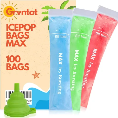 Miniatura 8 de 150 bolsas desechables para moldes de paletas de hielo (8 x 2 pulgadas) para aperitivos de frutas naturales, jugos y batidos, moldes de paletas
