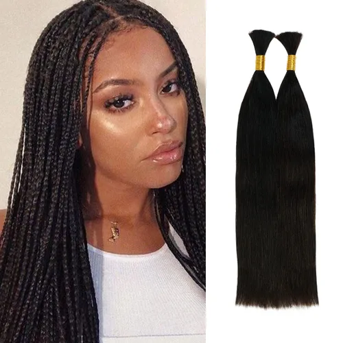 Miniatura 12 de Starlet - Extensiones de cabello humano virgen húmedo y ondulado súper a granel para micro trenzado, 18 pulgadas, 3.53 onzas, 2 paquetes