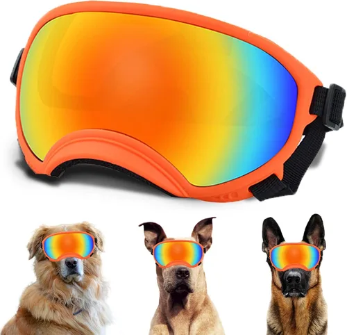 Miniatura 23 de Gafas de sol grandes para perros con correa ajustable, protección UV, a prueba de victorias, adecuadas para perros medianos y medianos