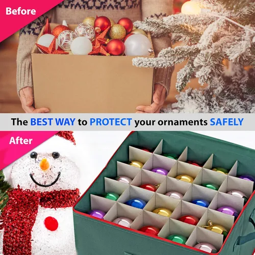 Miniatura 3 de ProPik - Caja de almacenamiento para adornos navideños, con capacidad para 75 esferas, dividida en 3 bandejas con divisores para organizar, hecha