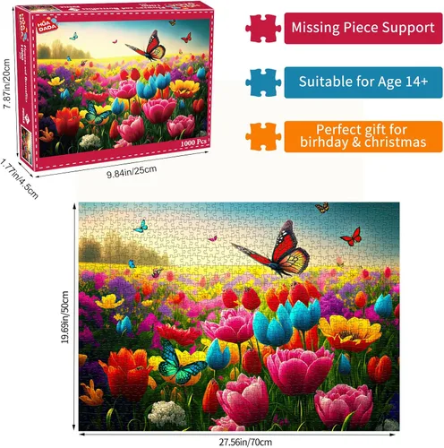 Miniatura 2 de HUADADA Rompecabezas para adultos de 1000 piezas para adultos, juego desafiante, rompecabezas de mariposa con letras en la parte posterior